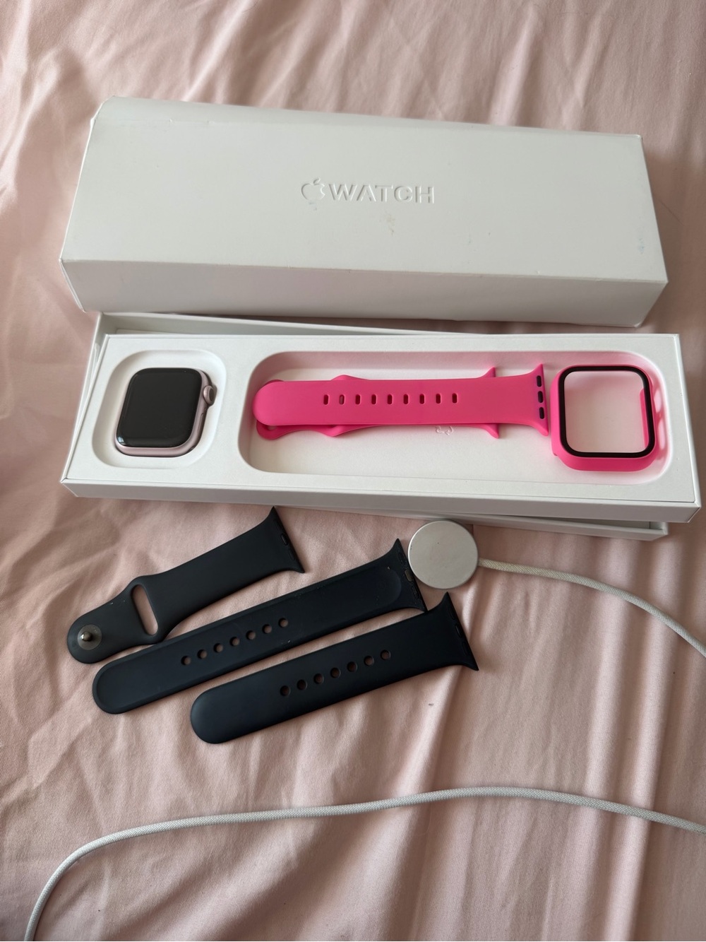 Apple Pink & Black Silicone Smartwatch series 9 with Magnetic Charger